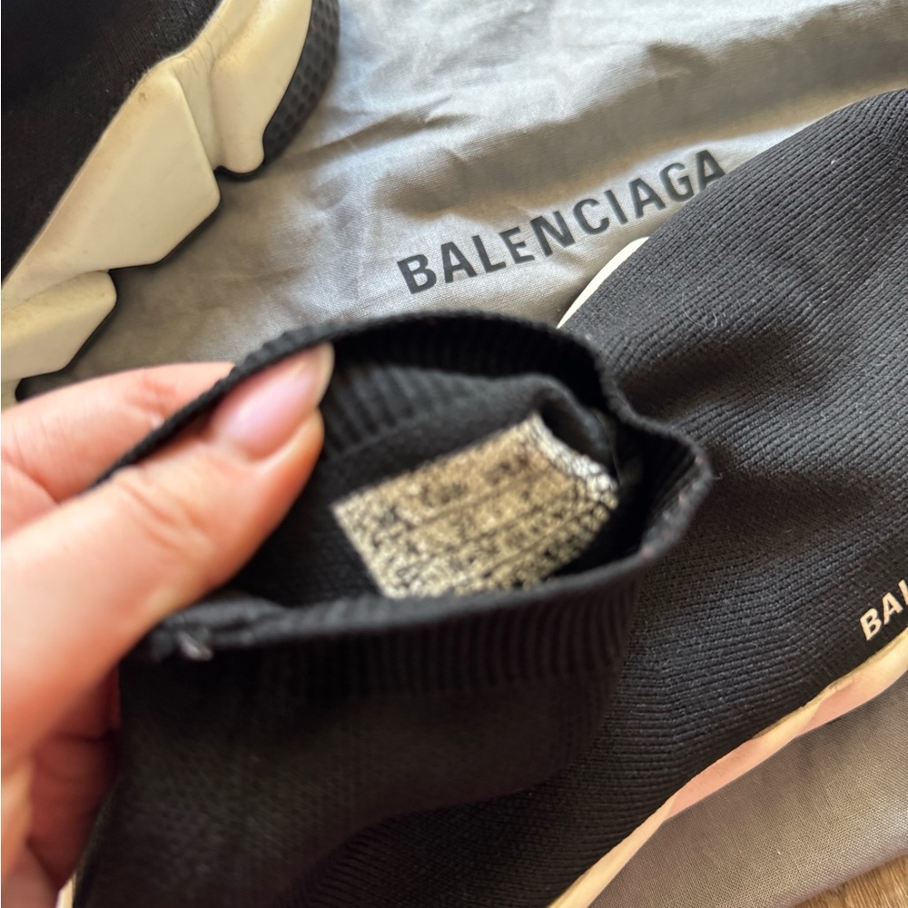 Balenciaga Women's Black and White Sock Sneakers - Picture 6 of 6